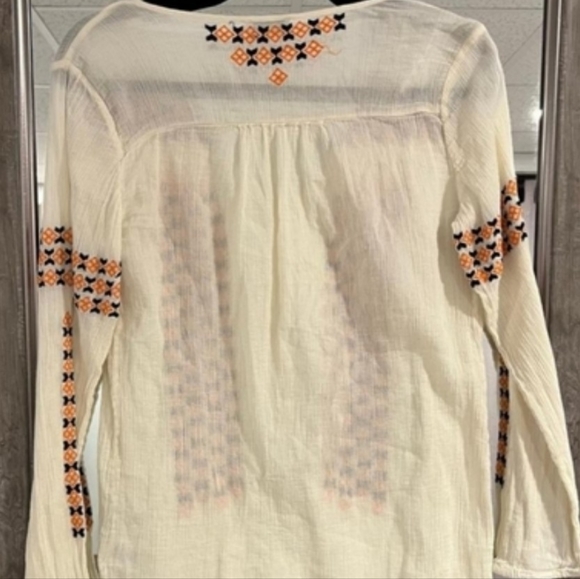 JOIE Nira Geo Cotton Embroidered Peasant Top - Picture 4 of 10